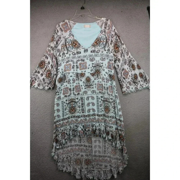 Altar'd State Hi-Lo Belled Sleeves Dress-Size Large-Boho-Hippie - Picture 1 of 10